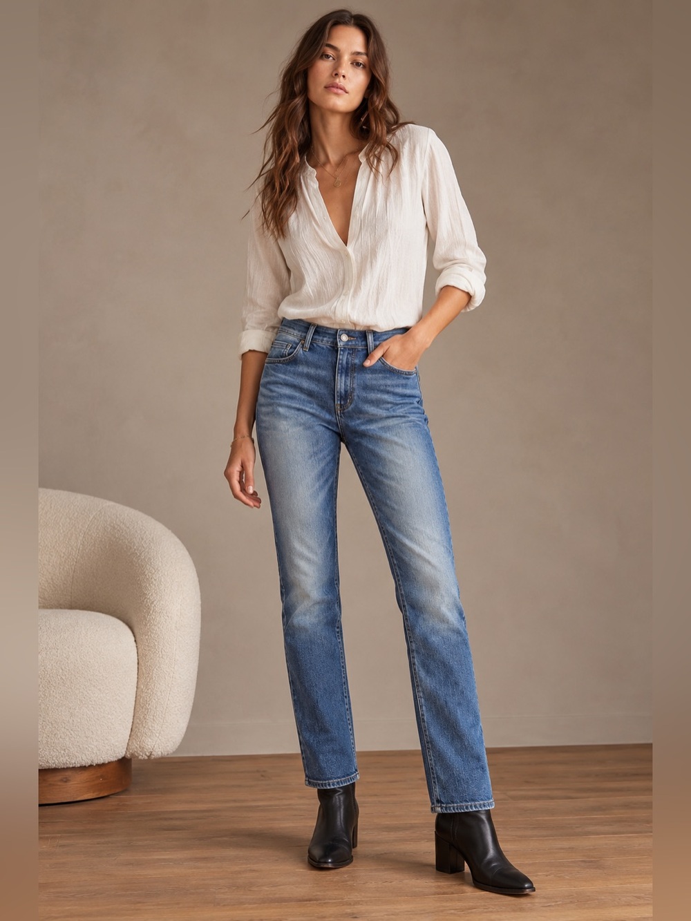Pilcro Anthropologie Slim Boyfriend Jeans Women’s 30 Medium Blue Mid Rise Denim